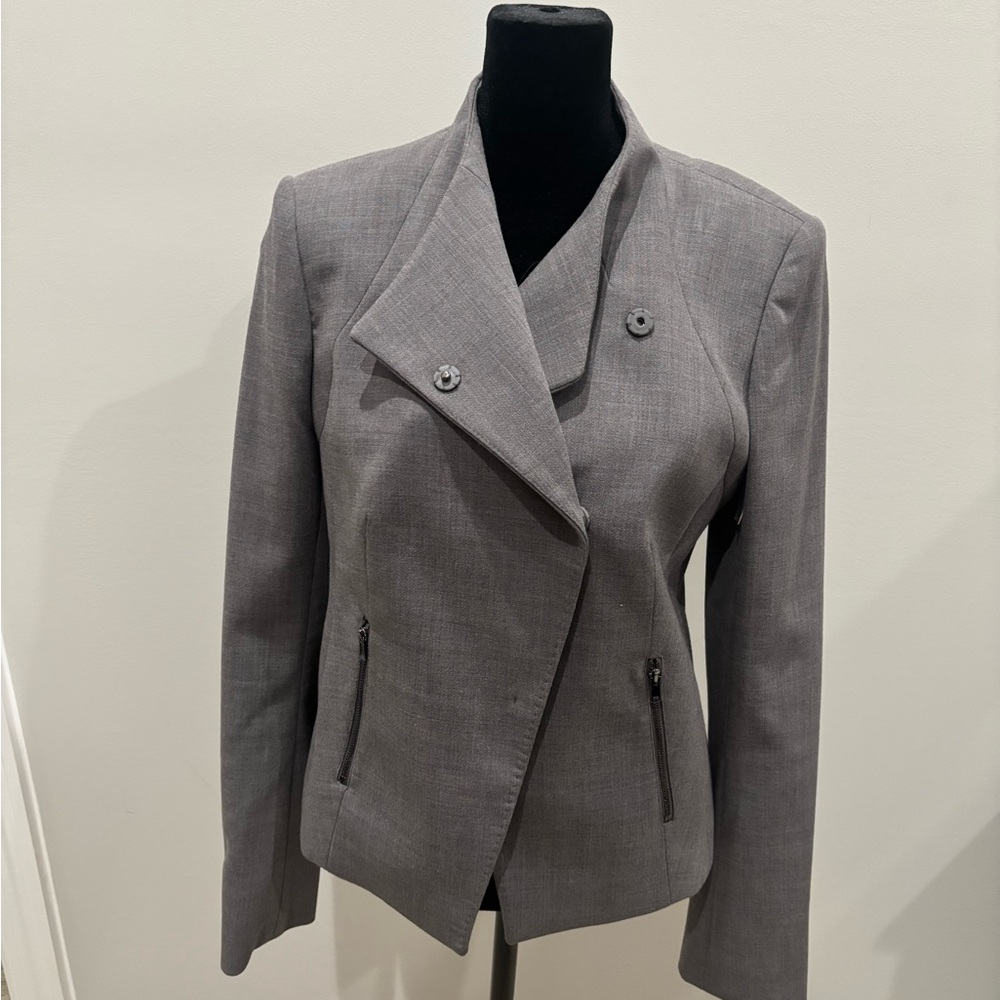Ann Taylor Charcoal Asymmetrical Blazer